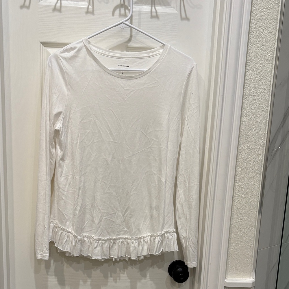 Banana Republic White Ruffle Hem Blouse